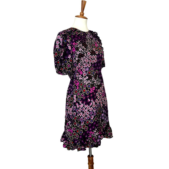 Kate Spade Floral Fit Flare Mini Dress Size 4 Smocked Silk Designer Cottage $428 - Picture 7 of 11